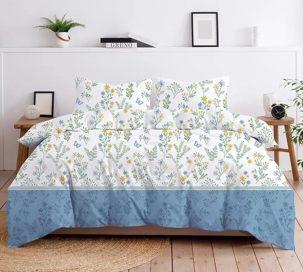 Pościel bawełniana Greno Premium Santorini 220x200 cm niebieska GRENO