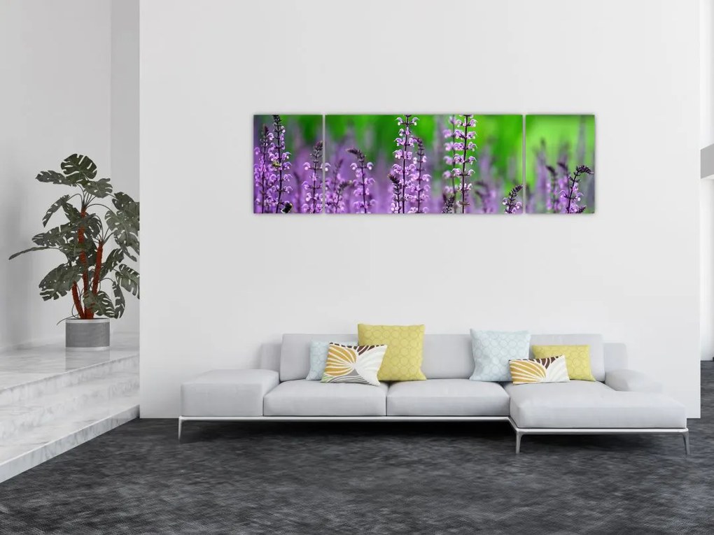 Obraz fioletowych kwiatów polnych (170x50 cm)