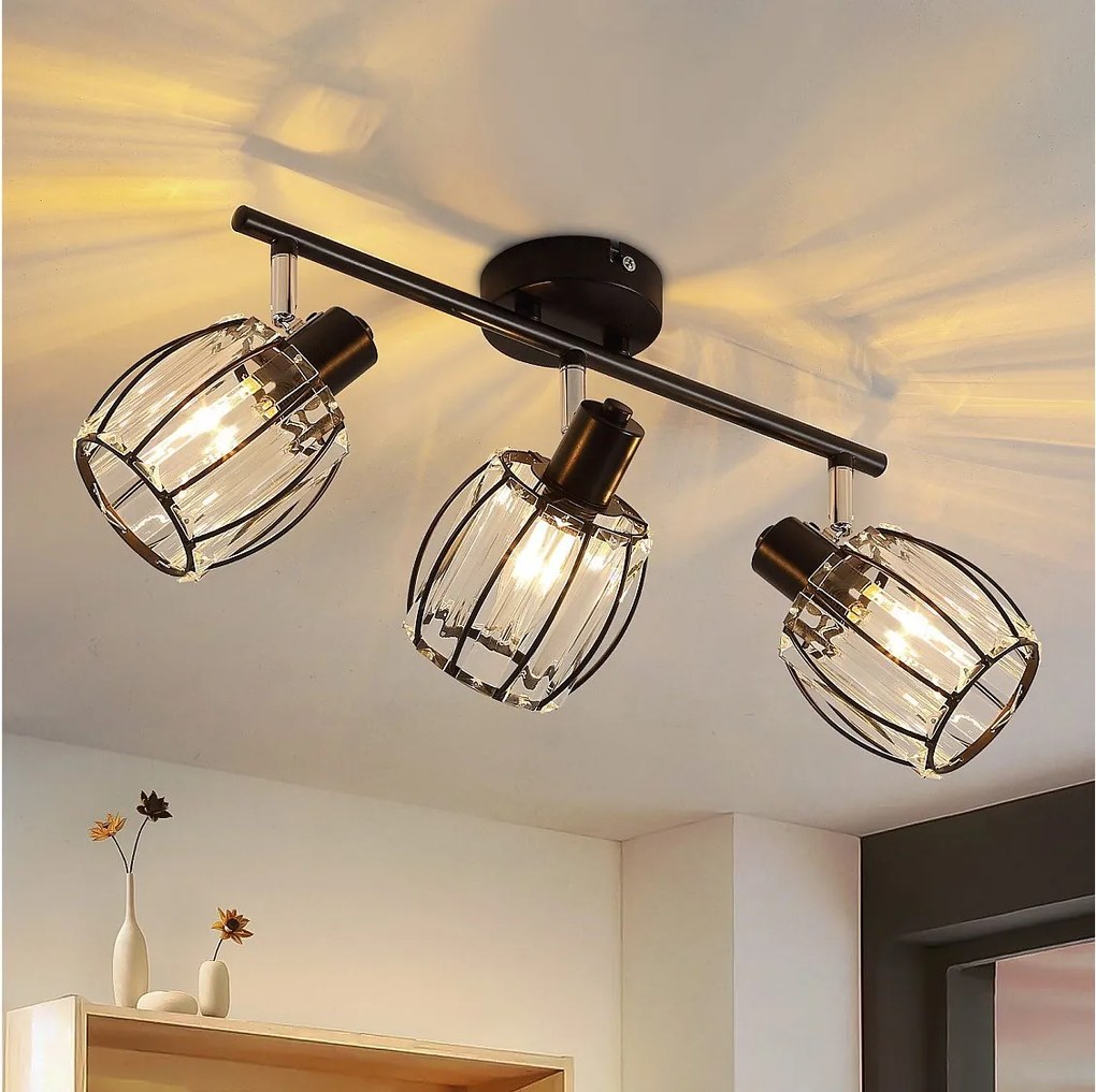 Lampa sufitowa Spot 3 płomienie Retro E14 Lampa sufitowa kryształowy abażur hotelowy