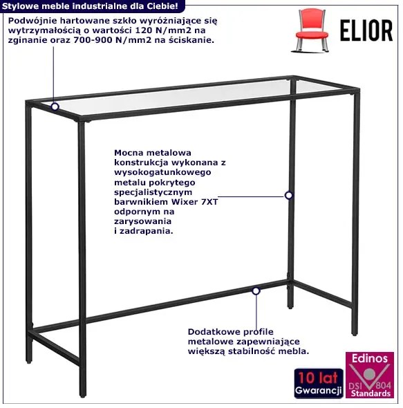 Czarna szklana konsola salonowa F6-B22