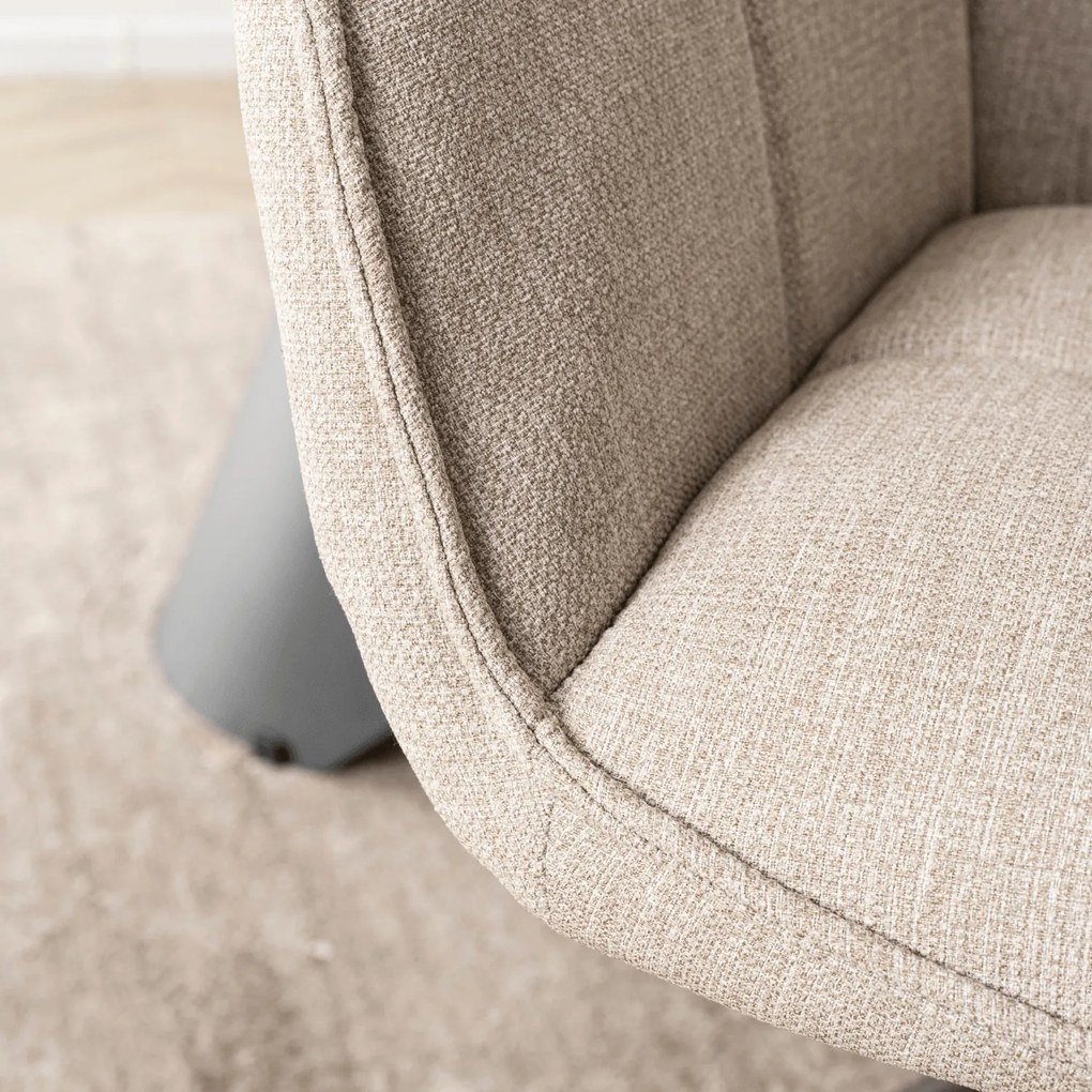 Krzesło Tapicerowane Obrotowe PEONY 2 Beżowe Nowoczesne Loft