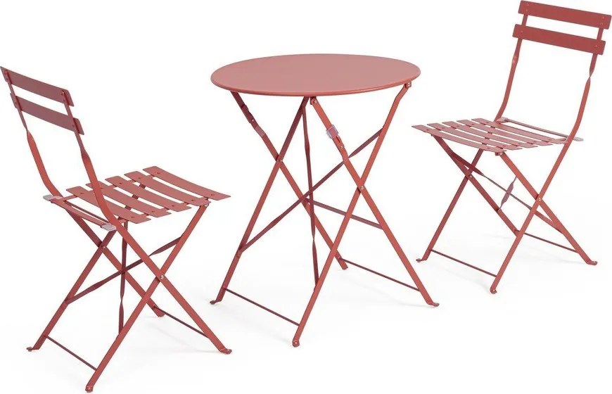 Stalowy zestaw mebli ogrodowych w kolorze terakoty dla 2 osób Austin – Bizzotto
