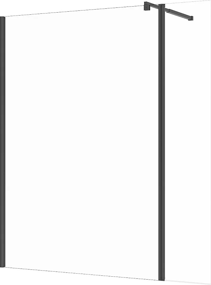 Kabina prysznicowa typu walk-in z drzwiami uchylnymi - Czarny mat - Szkło 6 mm - (140 + 40) x 200 cm - DAREN