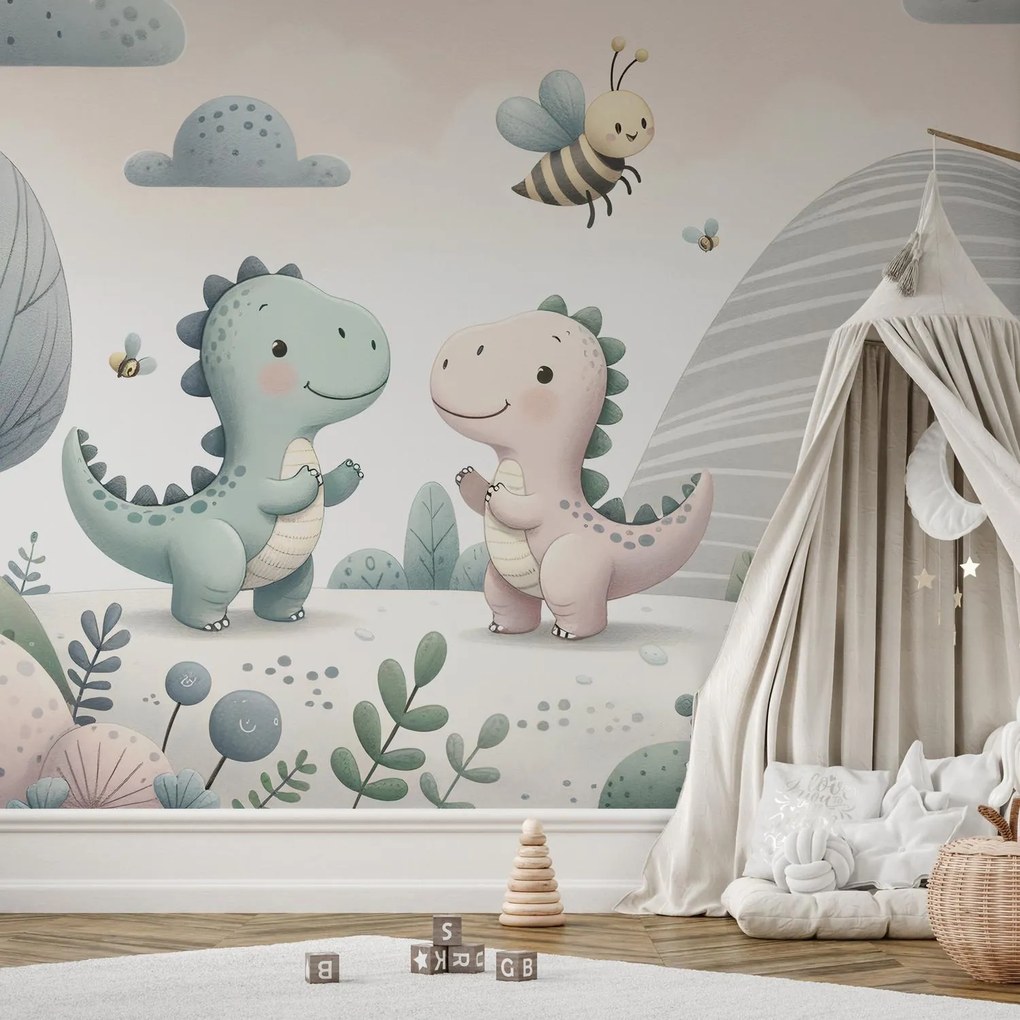 Fototapeta - Szczęśliwe dinozaury (196x136 cm)