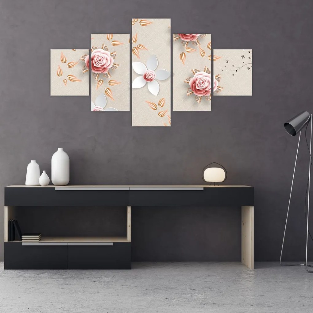 Obraz - Kwiaty róży (125x70 cm)
