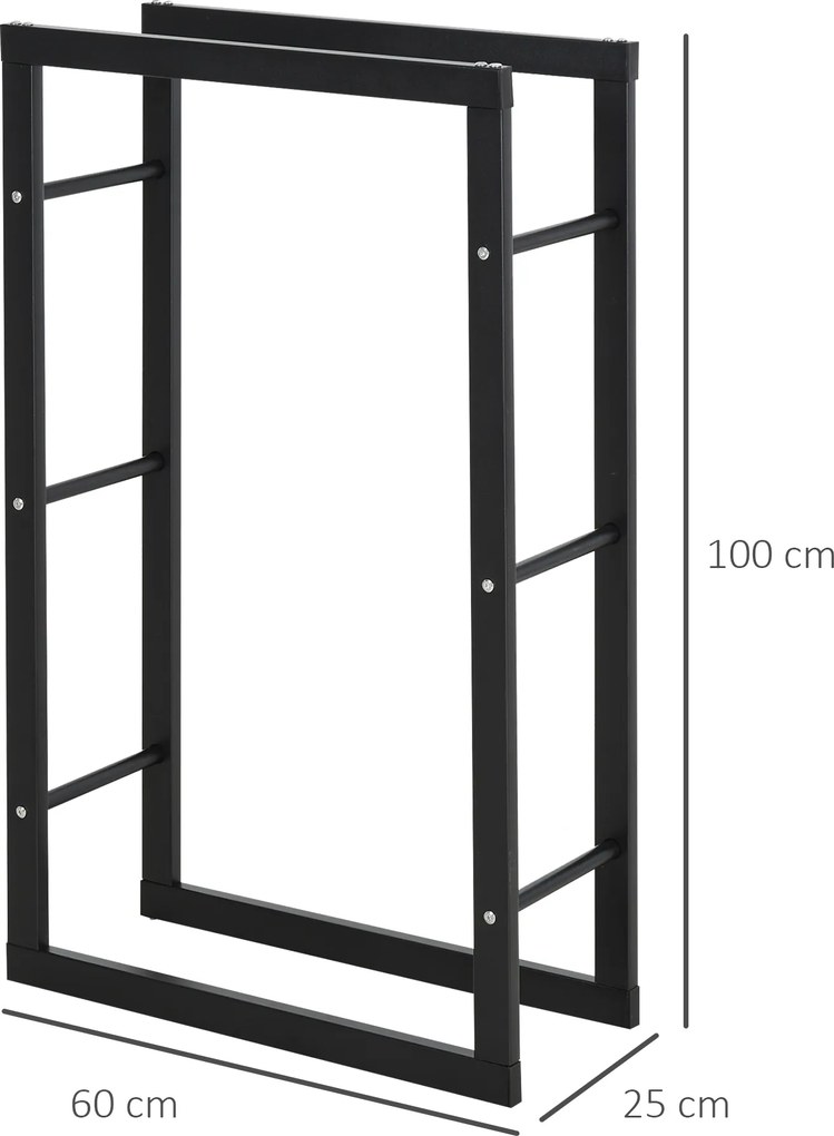 Homcom® Regał Na Drewno Opałowe 100 kg Stal Czarny
