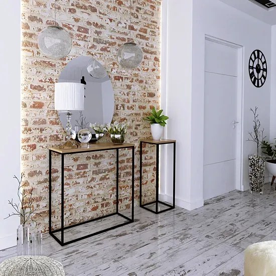 Stojak na kwiaty w stylu loft czarny + dąb lancelot K1-E97