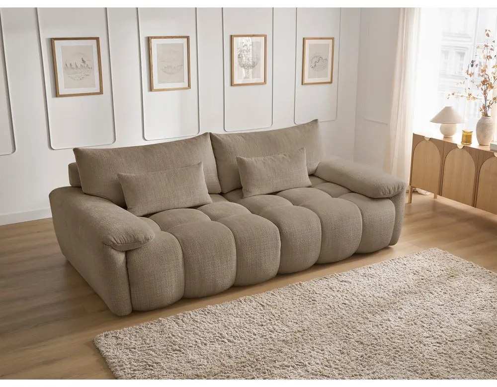 Brązowa sofa z tkaniny szenilowej 264 cm Ivane – Bobochic Paris