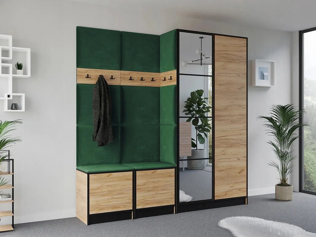 Garderoba EDEN 21 Dąb Craft Złoty + Zielony
