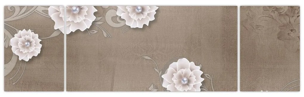 Obraz - Draperie z kwiatami (170x50 cm)