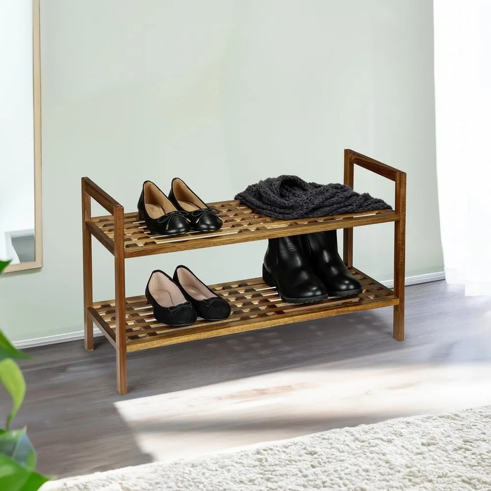 Regał na buty z litego drewna akacjowego w naturalnym kolorze 69x40,5x27 cm Fondi – Wenko