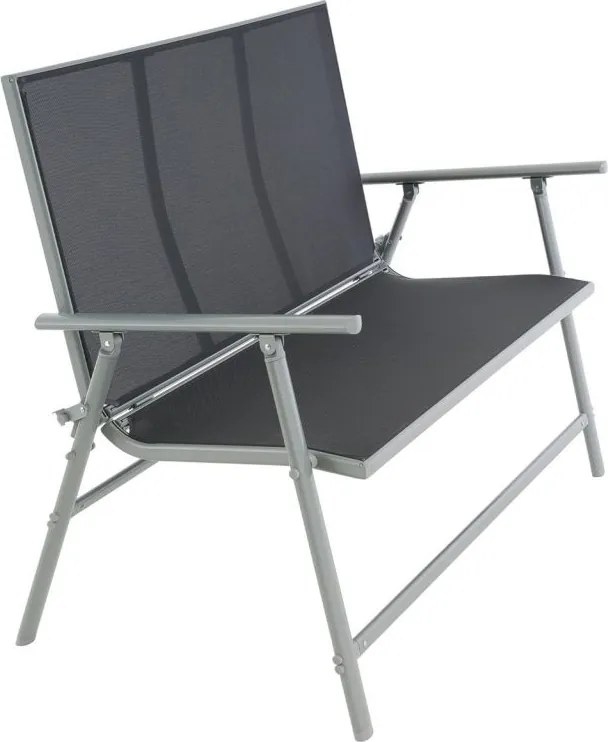 Ławka ogrodowa aluminiowa, 2-osobowa, 119 cm, szara