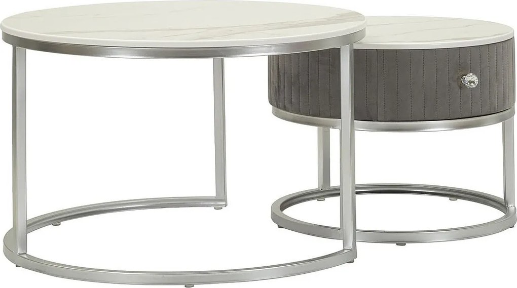 Zestaw Stolików Pomocniczych VKH796, Szary, 70x70x45 cm, Kendra Home