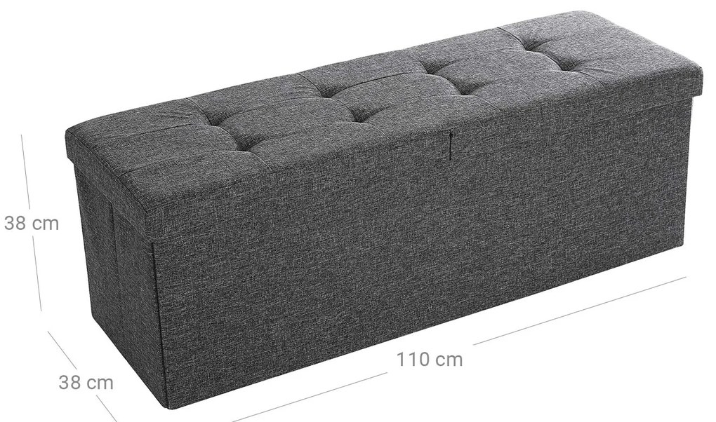 Stołek z uchylną pokrywą OTTOMAN 110x38 cm, ciemnoszary
