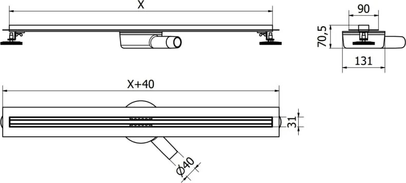 Mexen Flat 360° Slim odpływ liniowy obrotowy 50 cm, biały - 1241050