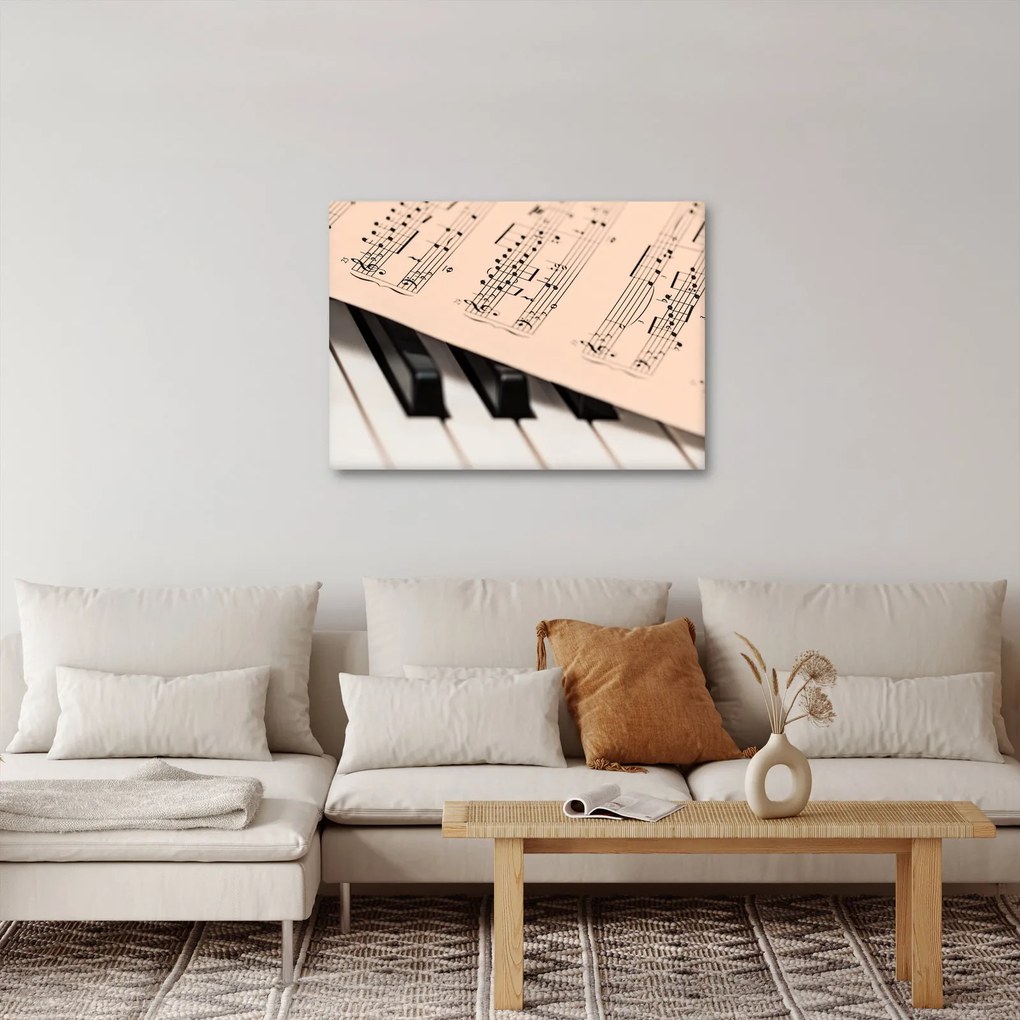 Obraz fortepianu z nutami (70x50 cm)