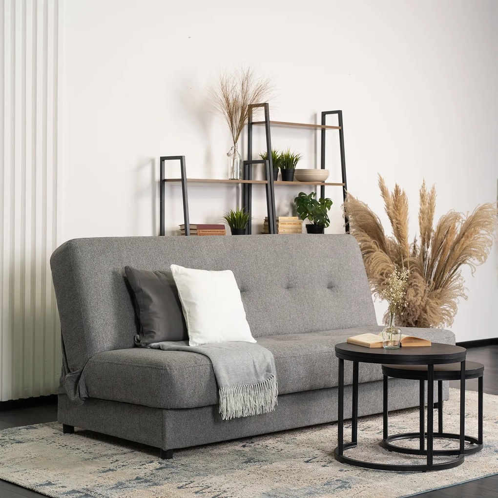 Sofa z Funkcją Spania ARUBA Wersalka Rozkładana Dwuosobowa Szara Nowoczesna do Salonu