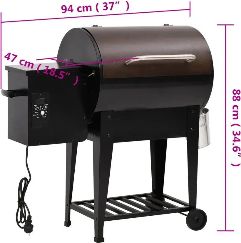 Czarny grill na pellet z dolną półką C3-B40