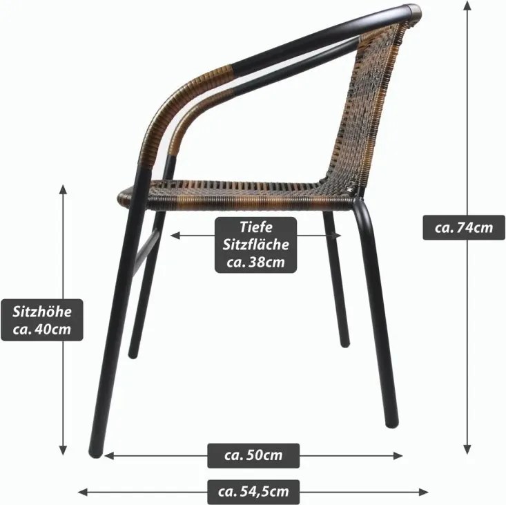 Zestaw krzeseł ogrodowych bistro,brązowe, 2 szt