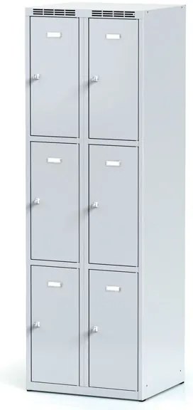 Alfa 3 Szafka skrytkowa S6, 6 schowków, 1800 x 600 x 500 mm, zamek obrotowy, drzwi szare