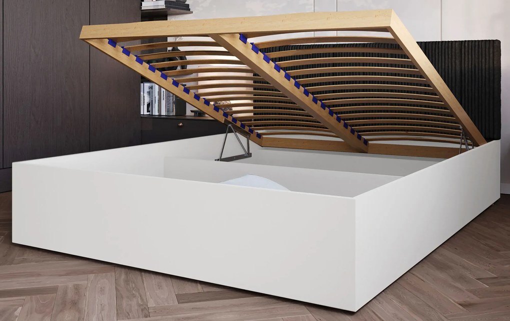 Białe dwuosobowe łóżko z materacem 160x200 M7-Z56