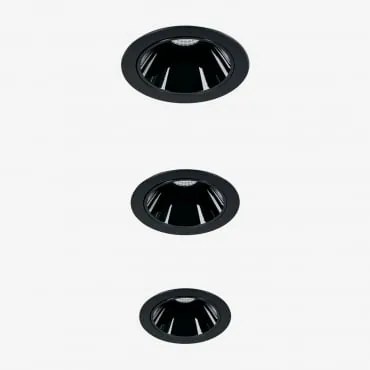 Pack 3 Wbudowanych Downlightów Led Z Okrągłymi Ramkami Ø5 Cm Z Aluminium Luisiana Czarna & 3 W & 19º & Białe Zimne Światło 4000k - Sklum