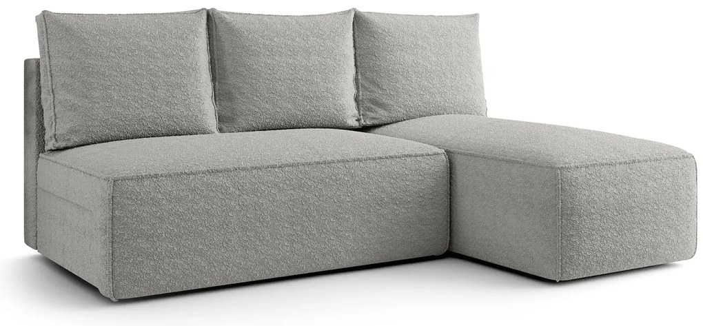 Jasnoszara sofa narożna z funkcją spania i pojemnikiem P6-P92