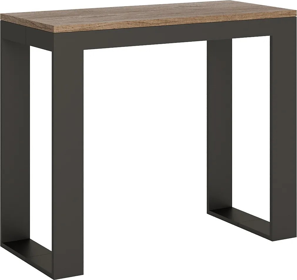 Konsola rozkładana 90x40/300 cm Tecno Evolution Dąb naturalny rama w kolorze Antracytu