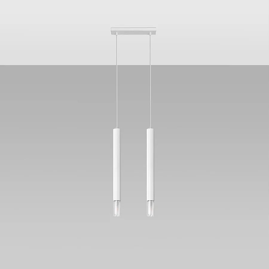 Lampy wiszące nowoczesny Eclim, stal/szkło - 2 źródło światła 4000K - L.30 x H.120 cm - biały