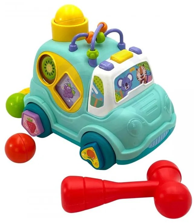 Woopie baby interaktywny samochodzik muzyczny sorter montessori niebieski