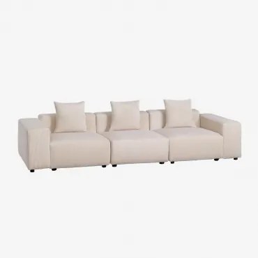 Sofa Modułowa 3-częściowa ↔︎315 Cm Z Niskim Podłokietnikiem Bruna Sztruksu Beżowy Len - Sklum