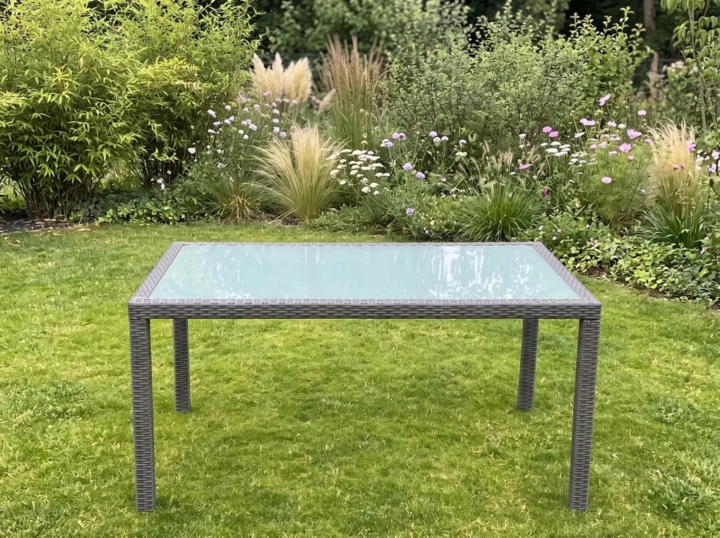 Stół obiadowy z technorattanu 150 x 90 cm AVVICENTE szary