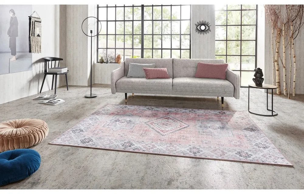 Jasnoróżowy dywan Nouristan Gratia, 80x150 cm