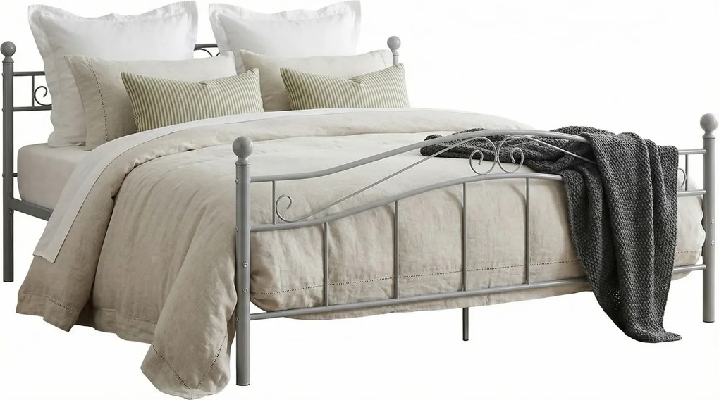 Szare metalowe łóżko industrialne 140x200 cm G6-B38