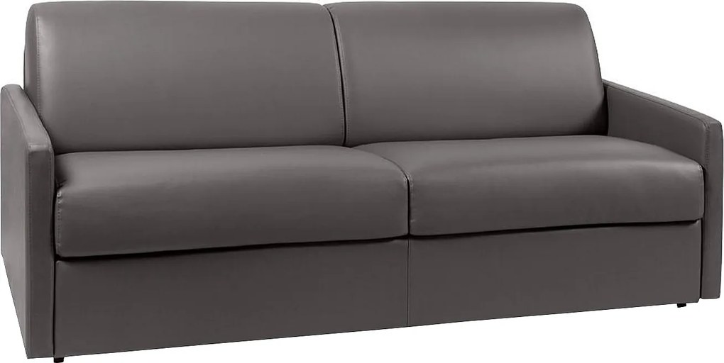 Kanapa 4-osobowa rozkładana typu express z szarej ekoskóry z siedziskiem z pianki z pamięcią kształtu - Powierzchnia 160 cm - Materac 14 cm CALIFE