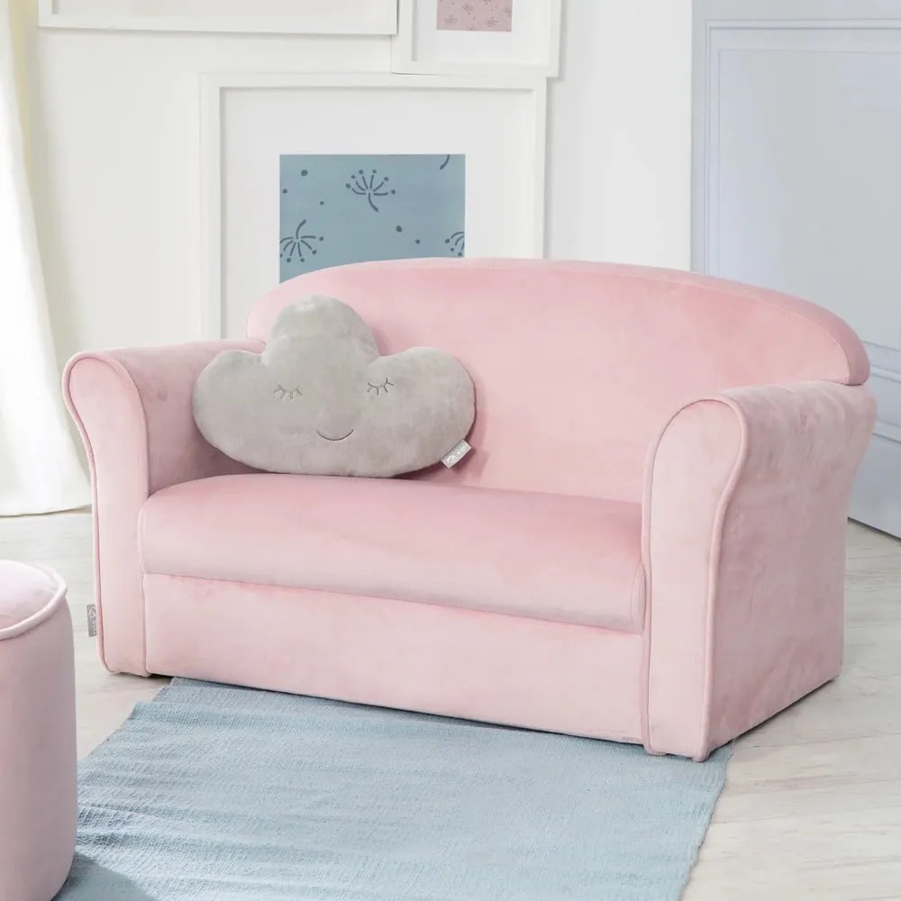 Jasnoróżowa aksamitna sofa dla dzieci 78 cm Lil Sofa – Roba