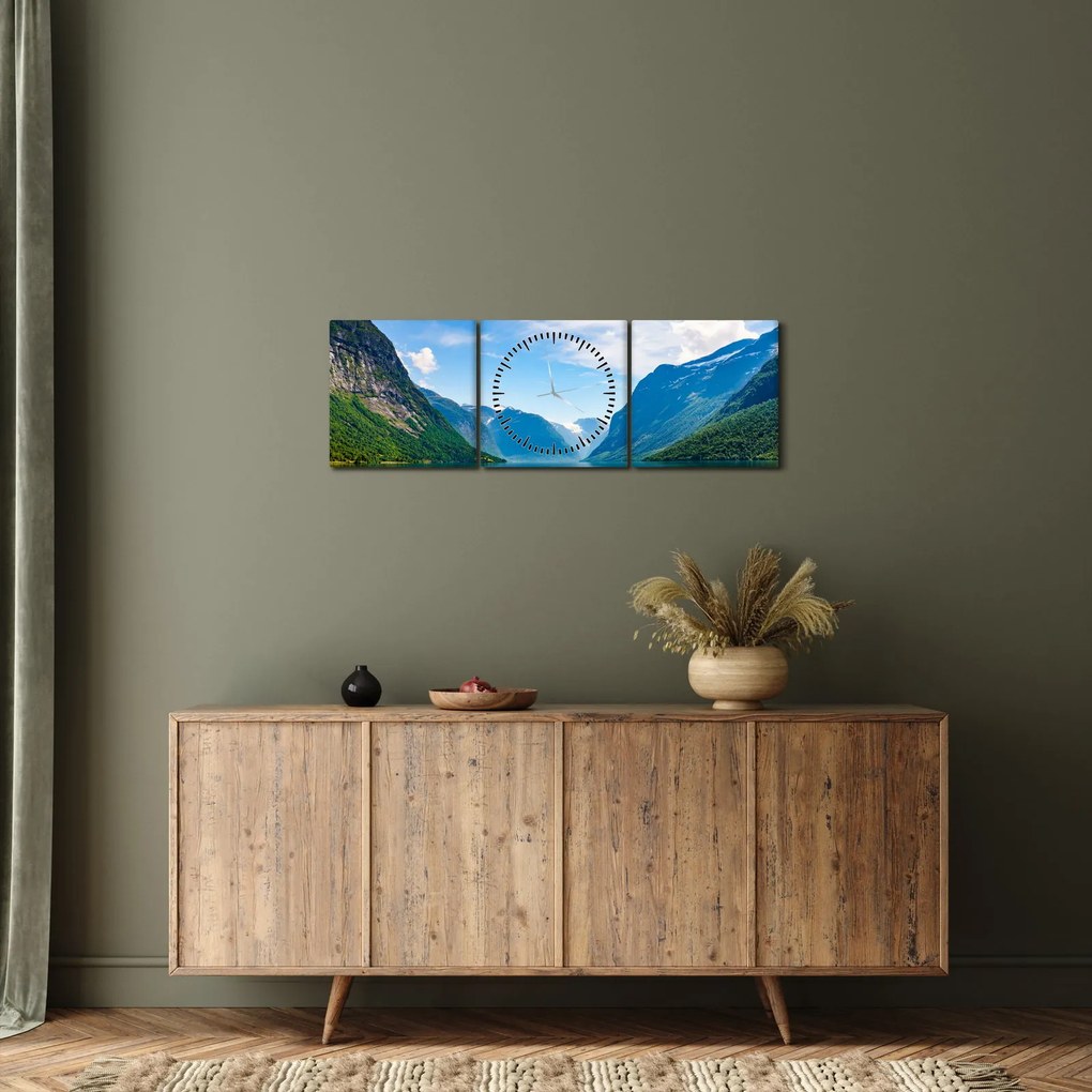 Obraz - Jezioro Lovatnet (z zegarem) (90x30 cm)