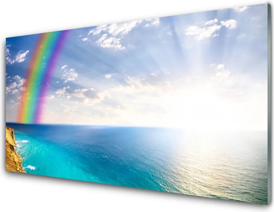 Panel Szklany do Kuchni Magiczna Tęcza nad Oceanem