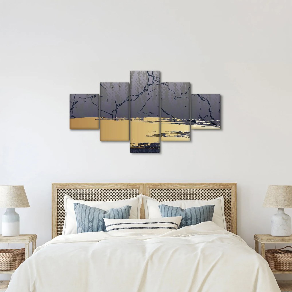 Obraz - Niebiesko-złota abstrakcja N⁰1 (125x70 cm)