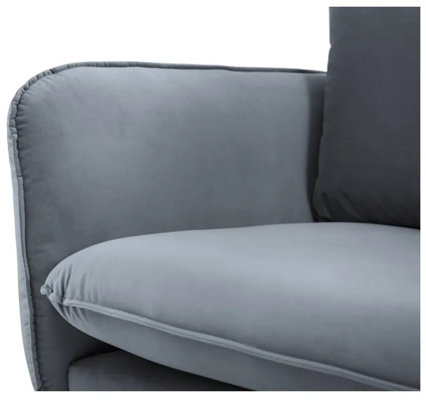 Szara aksamitna sofa Cosmopolitan Design Vienna, 160 cm