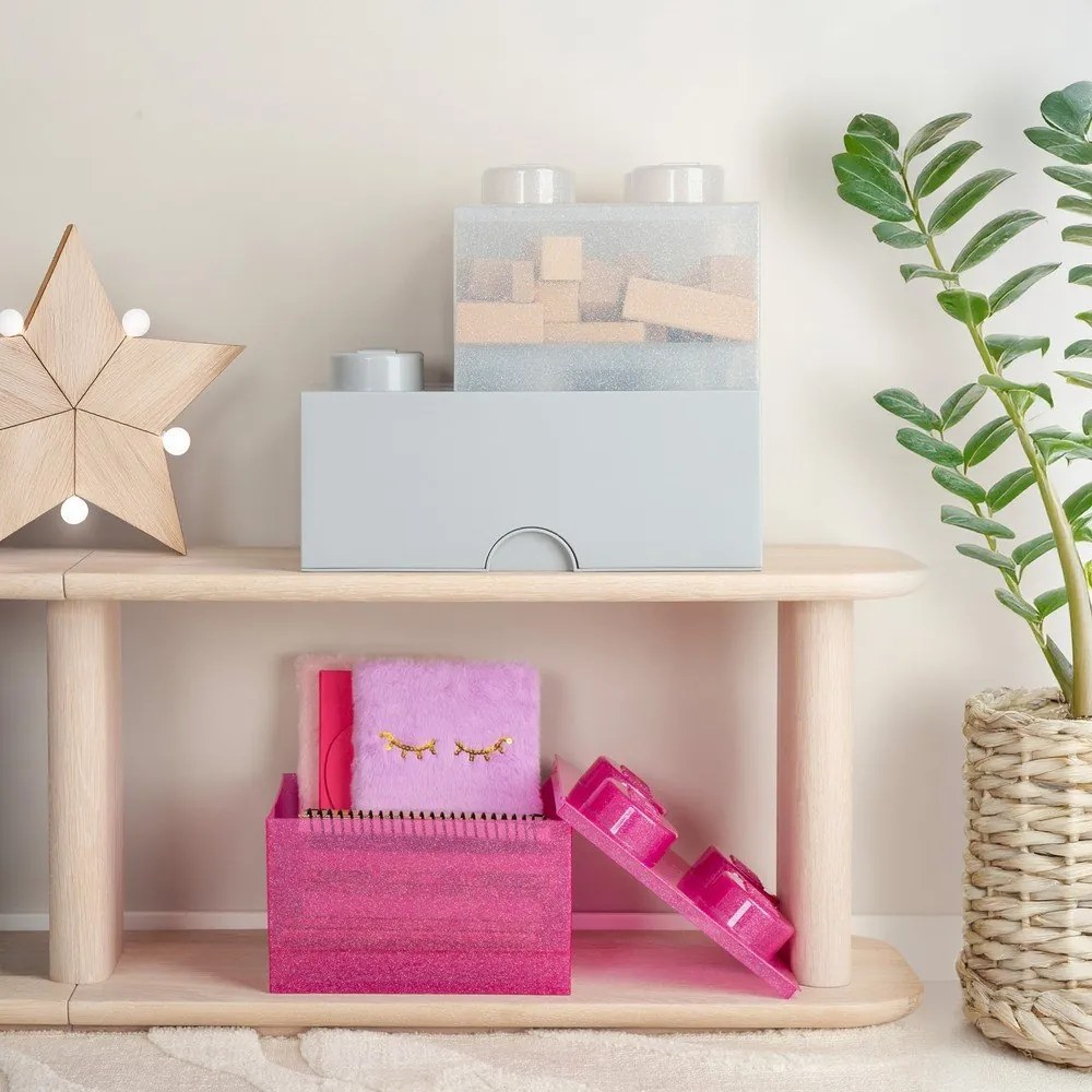 Różowy plastikowy pojemnik dziecięcy 25x25x18 cm – LEGO®