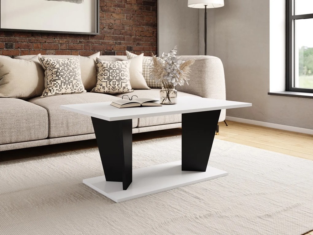 Nowoczesna ława pokojowa Viola II biały/czarny mat