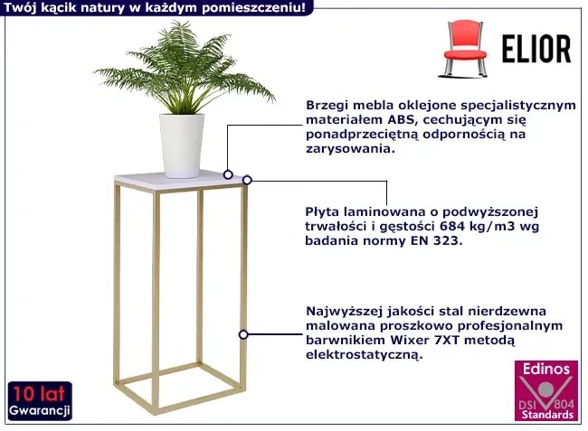 Wysoki stojak na kwiaty złoty + biały - Mobis 6X