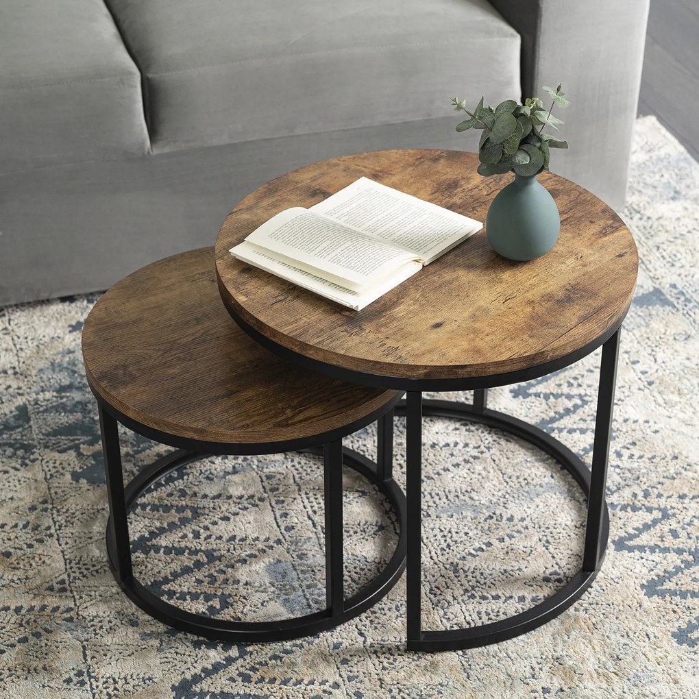 Zestaw Stolików Kawowych FIGO 43 cm/53 cm Dąb Rustykalny