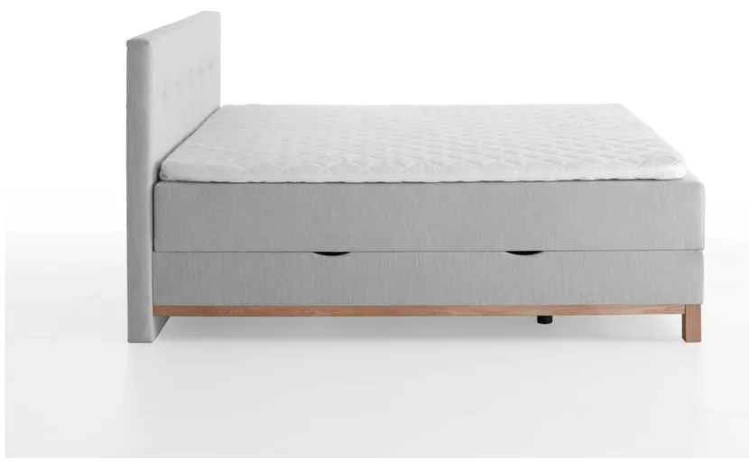 Jasnoszare łóżko boxspring ze schowkiem 180x200 cm Catania − Meise Möbel