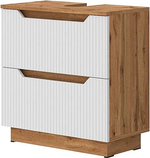 Szafka na wannę dąb/białe paski 59.8x32x62.5 lotta