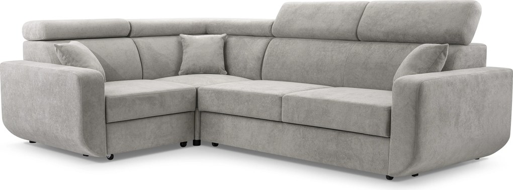 Masseno Narożnik RENO z funkcją spania i pojemnikiem na pościel Narozniki L, Rozkładana sofa - Szary, VELO 633