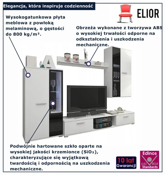 Biała nowoczesna meblościanka z witryną P6-L54
