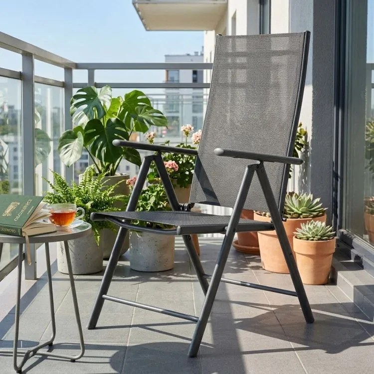 Krzesło ogrodowe, składane, regulowane Napoli, szare