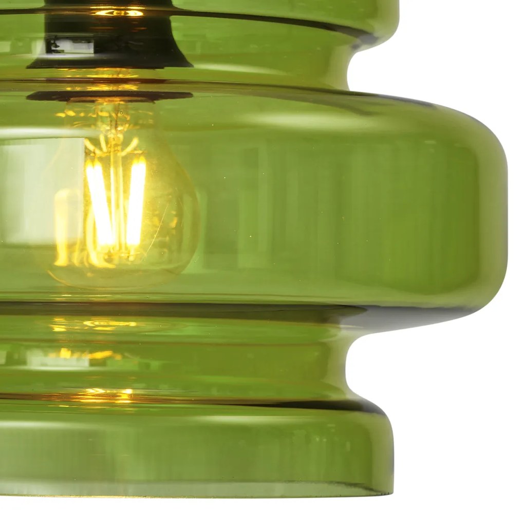 Lampa podłogowa w stylu Retro czarna z zielonym szkłem - Denise Retro Oswietlenie wewnetrzne